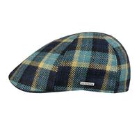 Stetson Texas Genola Wool Check Flatcap - Karierte mehrfarbige Mütze - Herbst/Winter - Made in The EU - Trendbewusst für Herren - Nachhaltig blau XXL (62-63 cm)