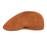 Stetson Texas Goat Suede Flatcap Schirmmütze Uni einfarbig Made in EU Herren Sommer Winter Cognac M (56-57 cm)