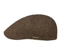 Stetson Texas Herringbone Flatcap Herren mit Baumwollinnenfutter Herbst Winter braun-schwarz L (58-59 cm)