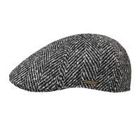 Stetson Texas Herringbone Wool Flatcap Schirmmütze Schiebermütze Wollcap Herren - Made in The EU mit Schirm, Futter Winter Herbst-Winter - XXL (62-63 cm) grau
