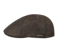 Stetson Texas Pigskin Leder Schiebermütze Herren Ledermütze mit Baumwollfutter Flat Cap Sommer Winter Dunkelbraun XL (60-61 cm)