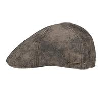 Stetson Texas Pigskin Leder Schiebermütze Herren Ledermütze mit Baumwollfutter Flat Cap Sommer Winter braun XL (60-61 cm)