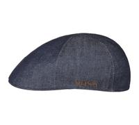 Stetson Texas Pure Denim Flatcap Schirmmütze Baumwolle Sommer Made in The EU Denim-dunkelblau M (56-57 cm)