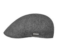 Stetson Texas Fine Herringbone Flatcap Schirmmütze Schiebermütze Herren - Made in the EU mit Schirm, Futter, Futter Herbst-Winter - M (56-57 cm) anthrazit-grau