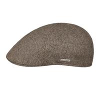Stetson Texas Fine Herringbone Flatcap Schirmmütze Schiebermütze Herren - Made in the EU mit Schirm, Futter, Futter Herbst-Winter - S (54-55 cm) beige