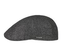 Stetson Texas Taleco Flatcap Herren Made in EU Schurwolle Leinen Gefüttert Metallemblem Meliert Frühling Sommer anthrazit 63 cm