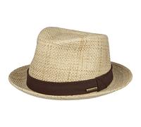 Stetson Toyo Player Strohhut Fedora Naturfarbener Hut mit UV-Schutz 40+ Damen Herren Frühjahr Sommer Natur XXL (62-63 cm)