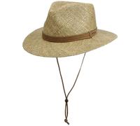 Stetson Travellerhut Strohhut Seegras mit Kinnband Herren Frühling Sommer Natur M (56-57 cm)