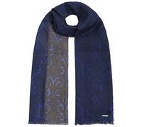 Stetson Treavo Wool Schal - Zweifarbiger Schal aus 100% Wolle - Elegantes Allover-Muster - Wollschal mit Fransenkante - Herbst/Winter- Damen/Herren blau One Size