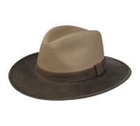 Stetson Twotone Baumwollhut mit UV-Schutz Sonnenhut Travellerhut Stoffhut Herren - Futter, Lederband Frühling-Sommer Herbst-Winter Frühjahr Sommer Herbst - L (58-59 cm) beige-braun