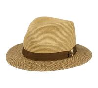 Stetson Twotone Toyo Traveller Viskosehut Damen Herren Strohhut UV-Schutzfaktor 40+ Ripsbandgarnitur Krempenbreite 6.5 cm Frühjahr Sommer Natur-braun L (58-59 cm)