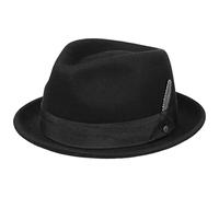 Stetson Vencaster Player Wollhut Wollfilzhut Filzhut Regenhut Outdoorhut Damen/Herren - mit Ripsband Herbst-Winter - L (58-59 cm) schwarz