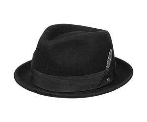 Stetson Vencaster Player Wollhut Einfarbiger Filzhut 100% Wollfilz Wasserabweisend Unisex Herbst Winter schwarz M (56-57 cm)