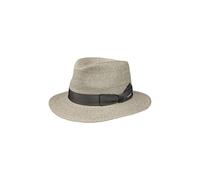 Stetson Ventaco Traveller Strohhut Damen Herren Made in Italy 100% Toyo-Stroh Mit Baumwolle Futterband Ripsband Sommer Frühling/Sommer grau-meliert M (56-57 cm)