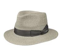 Stetson Ventaco Traveller Strohhut Damen Herren Made in Italy 100% Toyo-Stroh Mit Baumwolle Futterband Ripsband Sommer Frühling/Sommer grau-meliert M (56-57 cm)