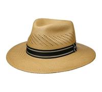 Stetson Vented Crown Traveller Panamahut - Klassischer Stil - UV-Schutz - Luftige Krone - Handgefertigt in Ecuador - Damen/Herren - Frühjahr/Sommer beige L (58-59 cm)