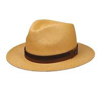 Stetson Vermaron Traveller Panamahut Naturfarbener Hut mit Garniturband aus Leder Made in Ecuador Herren Frühjahr Sommer UV-Schutz 40+ Hellbraun L (58-59 cm)