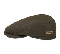 Stetson Waxed Organic Cotton Flatcap Unifarbene Klassische Schiebermütze UV-Schutz Baumwollcap Made in EU Herren Ganzjahr dunkeloliv 57 cm