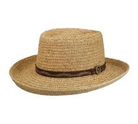Stetson Western Fedora Strohhut Ledergarniturband Herren Frühling Sommer Natur M (56-57 cm)
