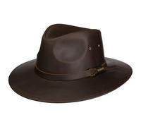 Stetson Glencross Western Buffalo Lederhut Westernhut Büffellederhut Herren - mit Lederband Herbst Sommer Frühjahr Winter Frühling-Sommer Herbst-Winter - 57 cm Dunkelbraun