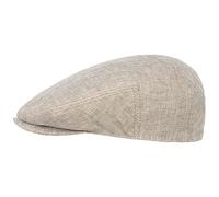 Stetson Woodfield Linen Flatcap - Leinenmütze Herren - Schirmmütze aus Leinen mit UV-Schutz (+40) - Sommercap Herringbone - Flat Cap Frühjahr/Sommer - Herrenmütze Hellbeige 61 cm
