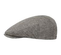 Stetson Woodfield Linen Flat Cap Leinenmütze Herren Schirmmütze mit UV-Schutz Herringbone Frühjahr Sommer anthrazit 57 cm