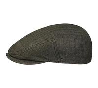 Stetson Woodfield Linen Flat Cap Leinenmütze Herren Schirmmütze mit UV-Schutz Herringbone Frühjahr Sommer dunkeloliv 61 cm