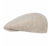 Stetson Woodfield Linen Flatcap - Leinenmütze Herren - Schirmmütze aus Leinen mit UV-Schutz (+40) - Sommercap Herringbone - Flat Cap Frühjahr/Sommer - Herrenmütze Hellbeige 57 cm
