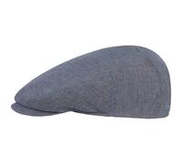 Stetson Woodfield Linen Flat Cap Leinenmütze Herren Schirmmütze mit UV-Schutz Herringbone Frühjahr Sommer braun-blau 57 cm