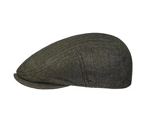 Stetson Woodfield Linen Flat Cap Leinenmütze Herren Schirmmütze mit UV-Schutz Herringbone Frühjahr Sommer dunkeloliv 61 cm