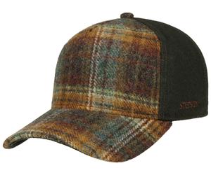 Stetson Wool Check Trucker Cap Green/Dark Orange One Size
