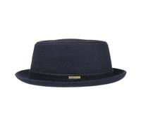 Stetson Wool Pork Pie Hut Herren/Damen - Porkpie Filzhut Made in Italy - Herrenhut mit Schurwolle und Baumwollfutter - Winterhut Größe 56 cm dunkelblau - Fedora Herbst/Winter