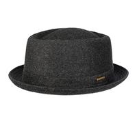 Stetson Wool Pork Pie Hut Herren/Damen - Porkpie Filzhut Made in Italy - Herrenhut mit Schurwolle und Baumwollfutter - Winterhut Größe 56 cm anthrazit - Fedora Herbst/Winter