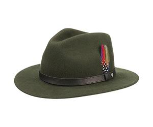 Stetson Yutan Wollfilz Traveller Hut Packable Asahi Guard Herren und Damen Sommer Winter dunkelgrün L (58-59 cm)