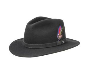Stetson Yutan Wollfilz Traveller Hut Packable Asahi Guard Herren und Damen Sommer Winter schwarz S (54-55 cm)
