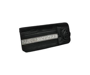 Steuer Modeschmuck Abendtasche Satin-Optik mit Blüte und Strassbesatz Einheitsgröße