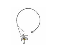 Kette mit Anhänger STEUER "Palmenanhänger an Kette", silber (silbergrau), Halsketten, Damen, 80,5cm, Metall, L: 75 B: 42mm, glänzend, B:42mm (90557123-0) silbergrau