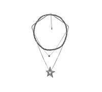 Steuer Modeschmuck Anhänger mit Kette Set Collier mit Glasperlen zweireihige Venezianer mit Stern Einheitsgröße