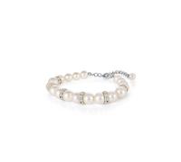 Armband STEUER "Glasperlenarmband weiß mit Strasszierde", weiß, Armbänder, Damen, 24, Metall, glänzend, Armband (51090557-0) weiß