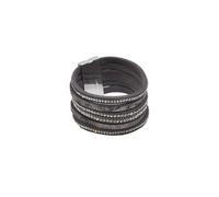 Armband STEUER "Metall Lederband dunkelgrau", grau, Armbänder, Damen, 19,5cm, Metall, glänzend, Armband (90975052-0) grau