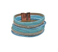 Steuer Modeschmuck Armband Velour hellblau 6-reihig Einheitsgröße