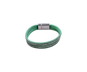 Steuer Modeschmuck Armband Velours Armband türkis mit Strass Einheitsgröße