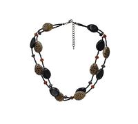Steuer Modeschmuck Collier zweireihig mit Kunststoffelementen schwarz und braun Einheitsgröße