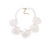 Steuer Modeschmuck Collierkette Blütencollier in der Farbe weiß/perlmutt Einheitsgröße