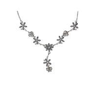 Steuer Modeschmuck Collierkette Metall Y-Collier silberf. Mit Blumen und Schmetterlingen Einheitsgröße