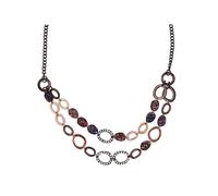 Steuer Modeschmuck Collierkette Metallcollier 2-reihig in kupferbraun mit Strasszierde Einheitsgröße