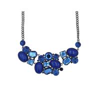 Steuer Modeschmuck Collierkette Metallcollier gewehrf. mit blauen Ziersteinen Einheitsgröße