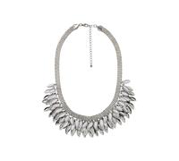 Steuer Modeschmuck Collierkette Metallcollier mit Blattzierde rhodiumf. Einheitsgröße