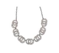 Collierkettchen STEUER "Metallcollier silberfarben mit Strasssteinchen", silber (silbergrau), Halsketten, Damen, 52cm, Metall, L: 52 B: 220mm, glitzernd, Collier, B:220mm (26104408-0) silbergrau