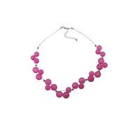 Steuer Modeschmuck Collierkette Rhodiumfarbenes Drahtcollier mit pinkfarbenen Zierperlen Einheitsgröße